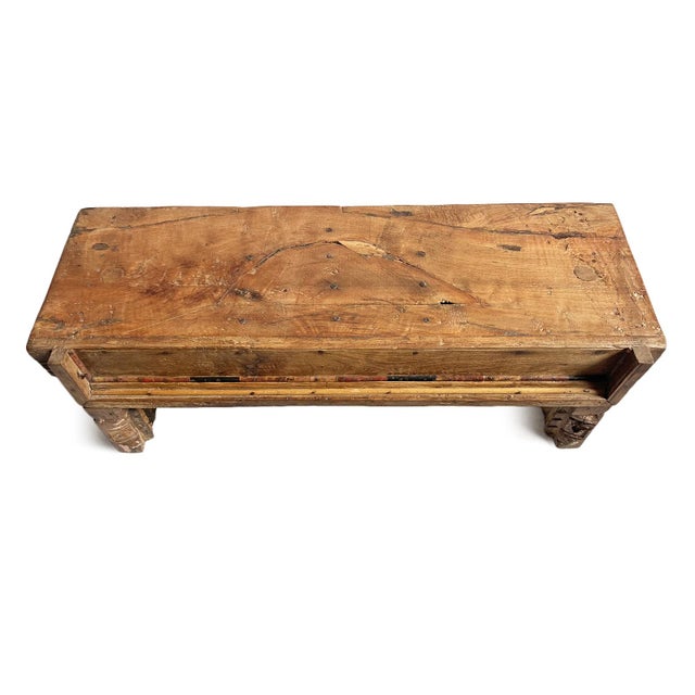 Vintage Salvaged Teak Low Table Bench For Sale - Image 4 of 8