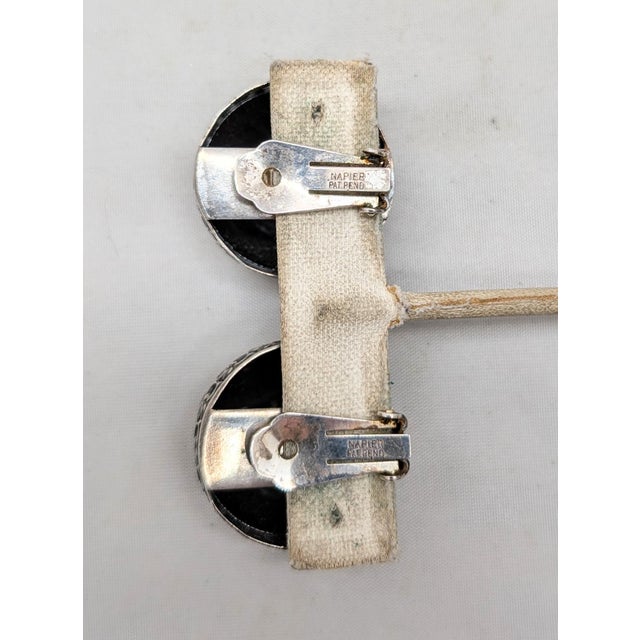 Vintage 1950s Signed Napier Round Domed Silvertone Filigree Clip Earrings-2 Pieces For Sale In Philadelphia - Image 6 of 7