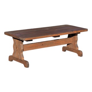 Vintage Farmhouse Trestle Coffee Table For Sale