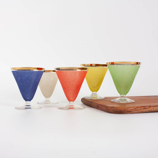 Mid-Century Modern Vintage Portuguese Cocktail Glasses, 1950s, Set of 5 For Sale - Image 3 of 18