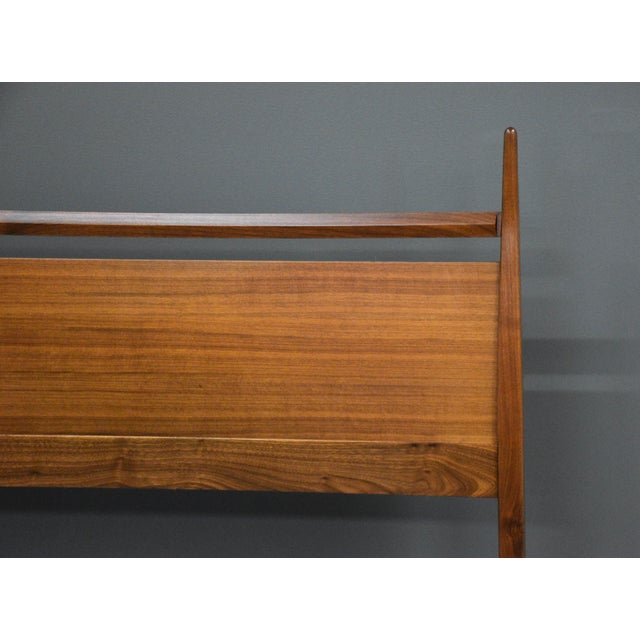 Mid-Century Modern 1960s Refinished Walnut Mid Century Full Bed For Sale - Image 3 of 8