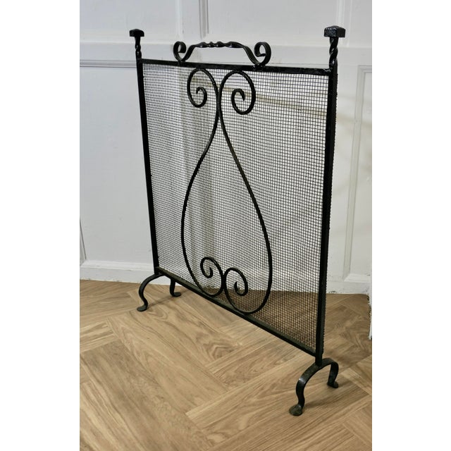 Large Wrought Iron Fire Screen, 1890s For Sale - Image 4 of 8