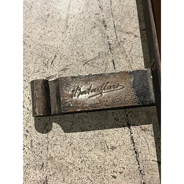 1950s French Wrought Iron Firescreen With Gilt Highlights, Signed Bataillars For Sale - Image 14 of 18