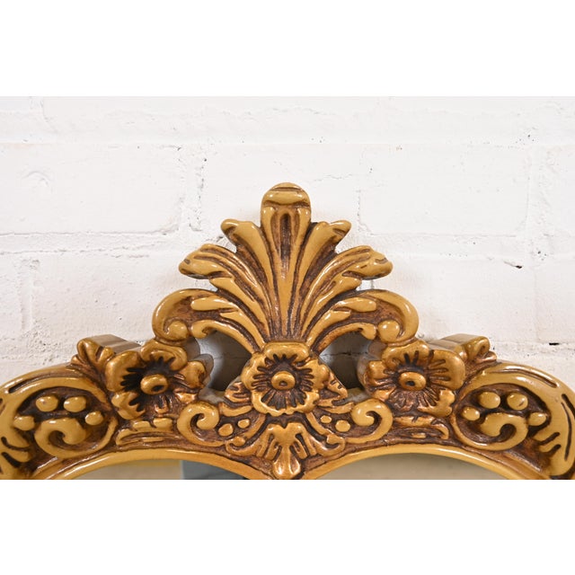 1920s Romweber Louis XV French Rococo Carved Gold Lacquered Satinwood Framed Wall Mirror, Circa 1920s For Sale - Image 5 of 9