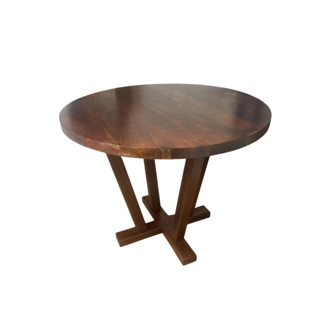 Wood Circular Mahogany Dining or Restaurant Table, 2000 For Sale - Image 7 of 12