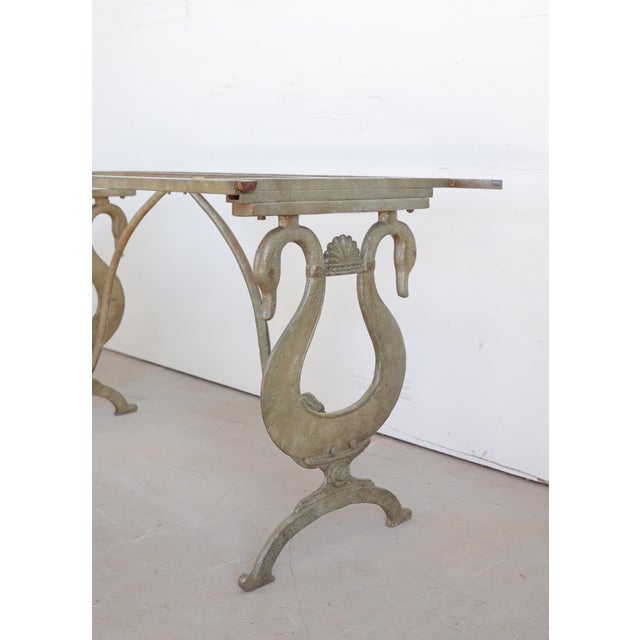 Mid-Century Modern Spectacular Iron Swan Table With Oval Glass Top For Sale - Image 3 of 10
