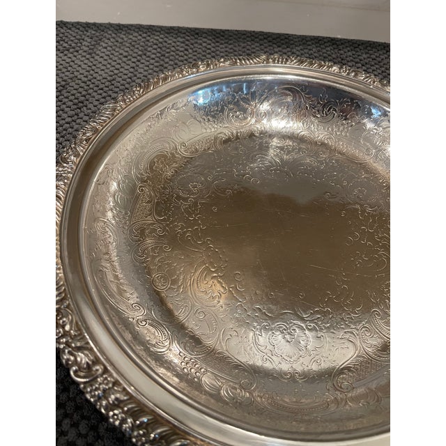 English Vintage Silverplate English Embossed Serving Bowl For Sale - Image 3 of 7