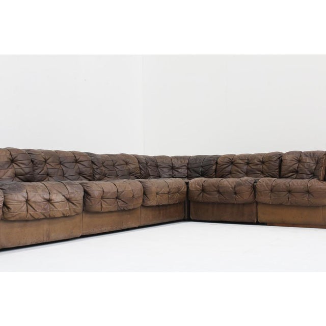 Vintage DS11 Modular Sofa in Brown Patchwork Leather from de Sede, 1970s, Set of 7 For Sale - Image 3 of 14