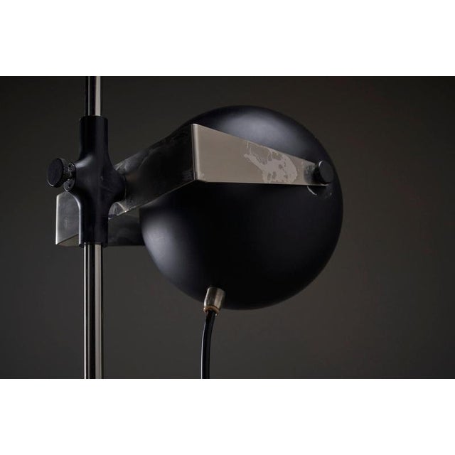 Minimalist Black Sphere Adjustable Floor Lamp with Chrome Stem, 1960s For Sale - Image 6 of 10