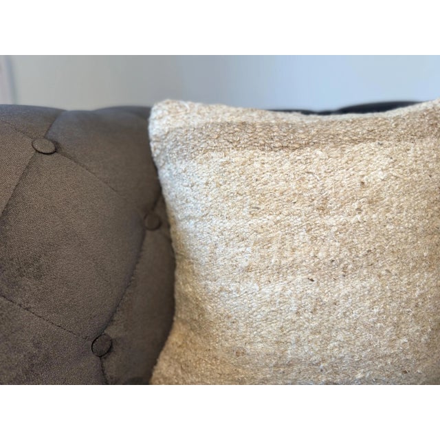 Rustic Hemp Throw Pillow, Natural Golden Wheat Cushion, Handwoven Turkish Anatolian Pillow With Insert, 16x16 In For Sale In New York - Image 6 of 7