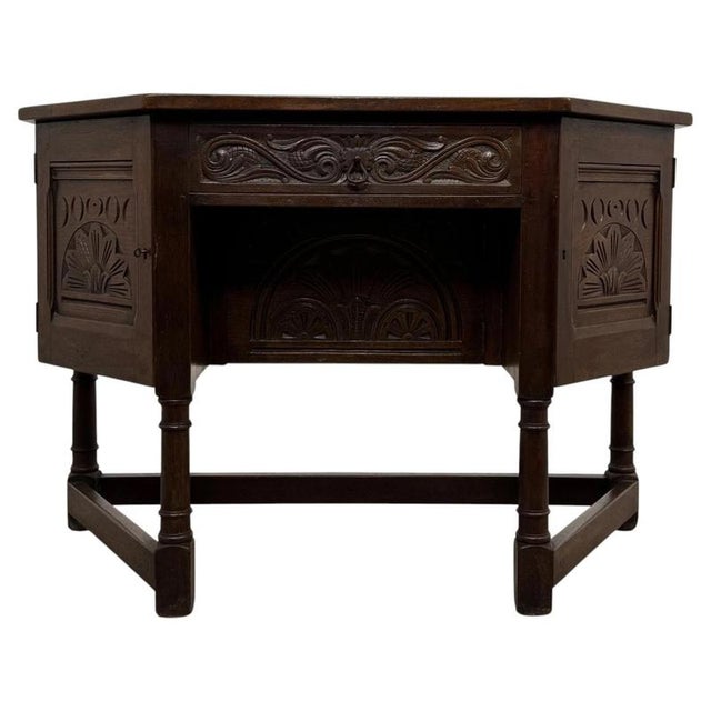 Early 20th Century English Carved Oak Writing Desk For Sale - Image 13 of 13