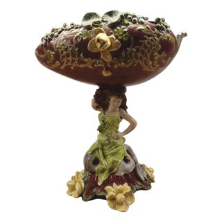 Bohemian Monumental Majolica Figural Centerpiece, 1900s For Sale