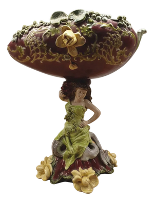 Bohemian Monumental Majolica Figural Centerpiece, 1900s