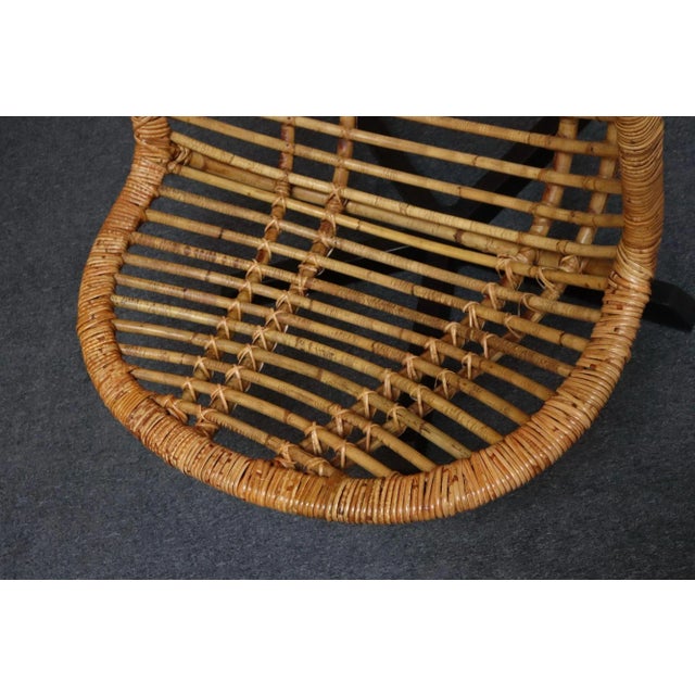 Tan Vintage Bamboo and Rattan Hanging Parrot Chair With Cantilever Steel Frame For Sale - Image 8 of 18