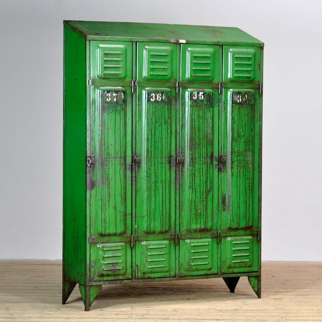 Industrial Vintage Industrial Green Locker, 1950s For Sale - Image 3 of 14