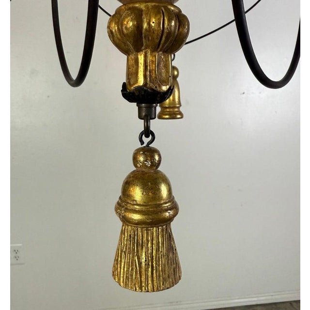 Late 20th Century Paul Ferrante Gilt and Iron Six-Light Chandelier, 20th Century For Sale - Image 5 of 16