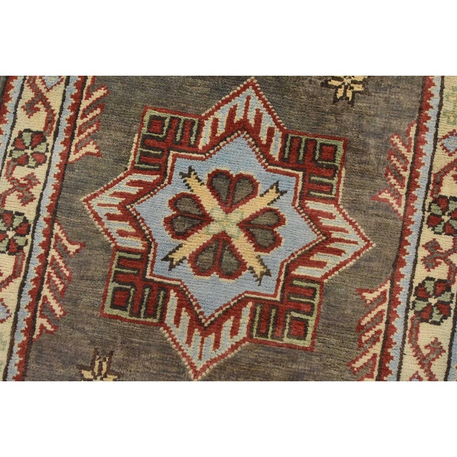 Textile Kazak Runner 2’1” X 6’2” Gray Wool Tribal Hand-Knotted Oriental Rug For Sale - Image 7 of 11