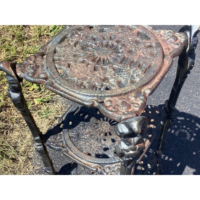 Antique French Victorian Cast Iron 3 Tier Plant Stand For Sale - Image 6 of 10