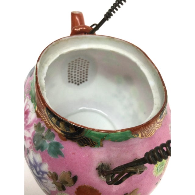 Dark Pink Antique Chinese Porcelain Tea Pot For Sale - Image 8 of 13