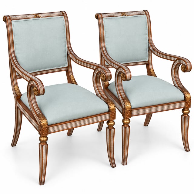 Neo-Classical Style Italian Carved Fruitwood and Painted Bergere Chairs - Pair For Sale In Atlanta - Image 6 of 7