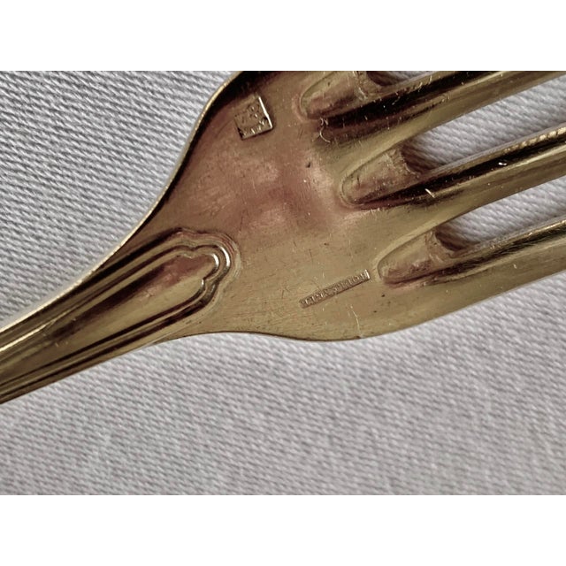 Vintage French Boulenger Box Silver Plated Dinner Spoons and Forks Cutlery, 1935, Set of 22 For Sale - Image 3 of 11