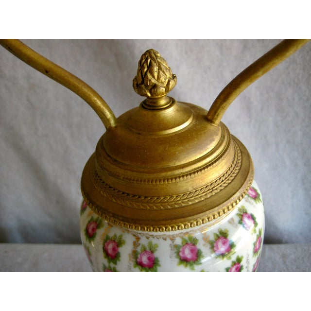 Late 19th Century Napoleaon III Style French Procelain Bronze Lamp For Sale - Image 4 of 5