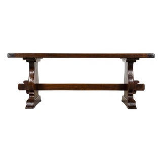 19th Century French Provincial Walnut Dining Table With Trestle Base For Sale