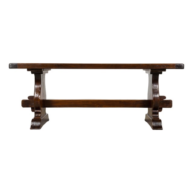 19th Century French Provincial Walnut Dining Table With Trestle Base For Sale