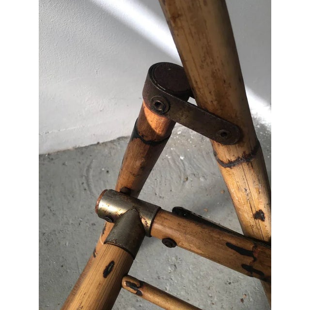Mid-Century Bamboo Folding Chair with Brass Details, 1950s For Sale - Image 10 of 11