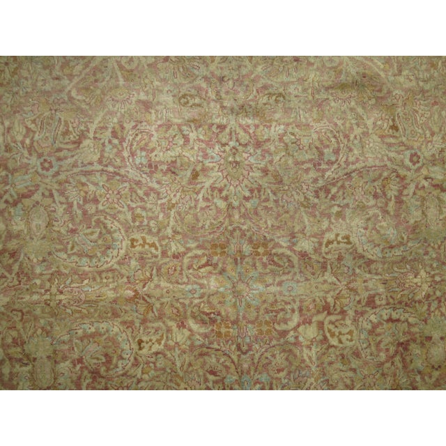English Feminine Persian Antique Kerman Brown Pink Rose Accent Room Size Rug For Sale - Image 3 of 6