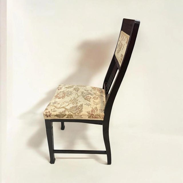 Art Nouveau / Art Deco Upholstered Chairs in Dark Stained Oak, 1890s For Sale - Image 4 of 8