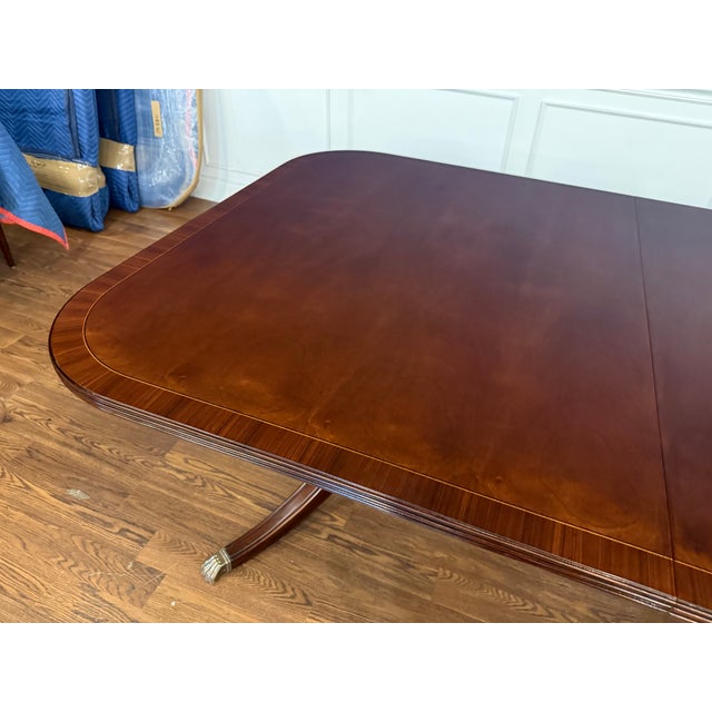 Wood Traditional Georgian Style Banded Mahogany Dining Table by Leighton Hall - Showroom Sample For Sale - Image 7 of 14