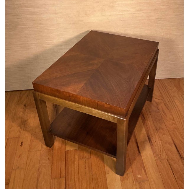 Altavista Lane Lane Altavista Mid-Century Modern Walnut 20”x 27” Two-Tiered Side Table, Circa 1960’s For Sale - Image 4 of 10