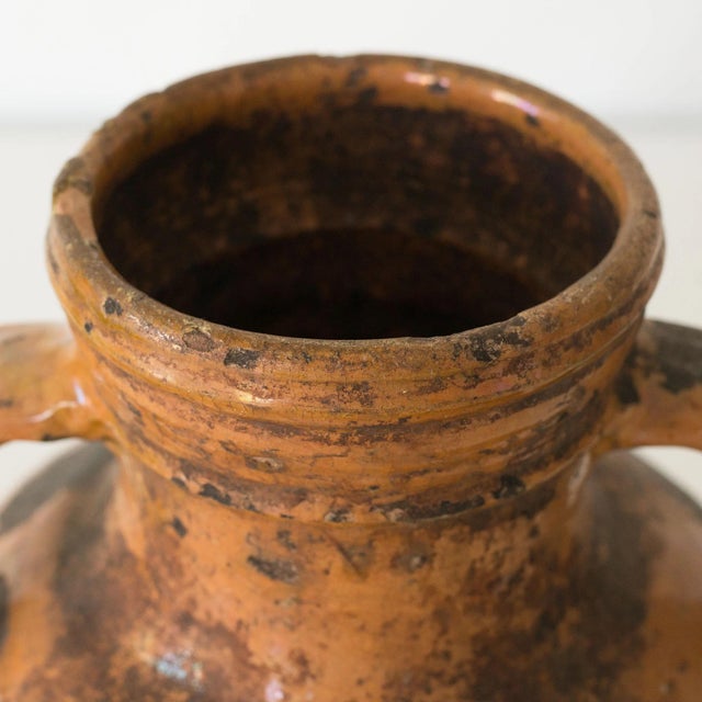 Antique Terracotta Vase with Ochre Glaze, 1800s For Sale - Image 3 of 7