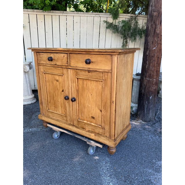 This is a gorgeous English pine server! The pine is a cool tone and amazing patina and character on this piece developed...