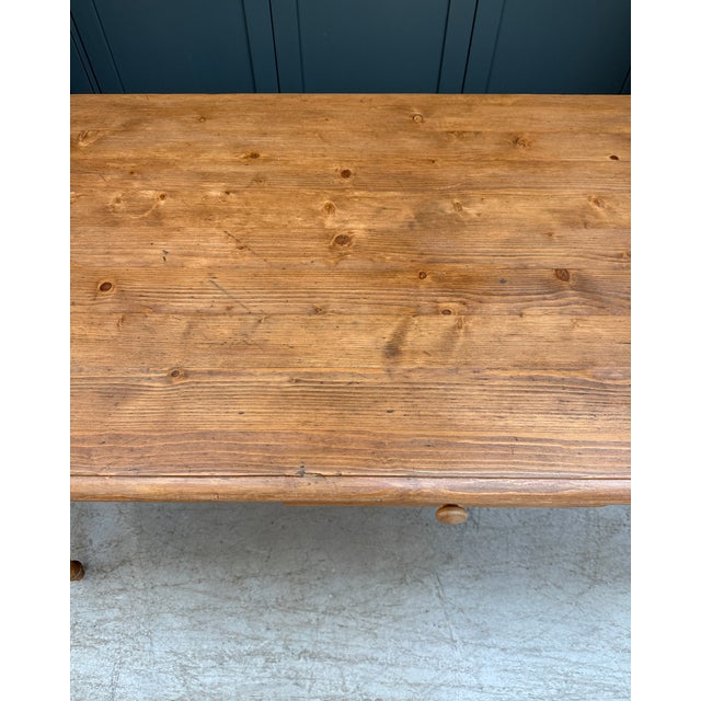 Wood Farmhouse Table with Turned Legs, 1960s For Sale - Image 7 of 11
