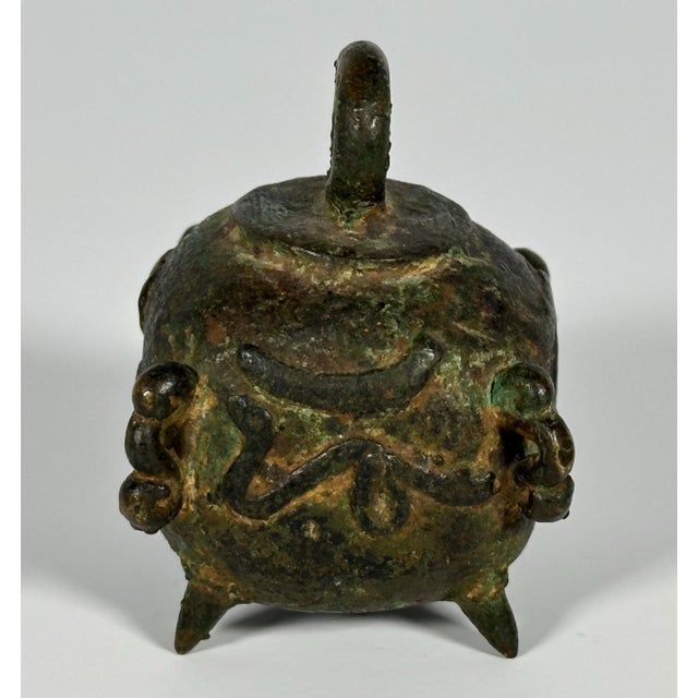 Rare & Original Antique Chinese Bronze Table Bell for your consideration. The bell is smaller is size, measuring approx. 2...