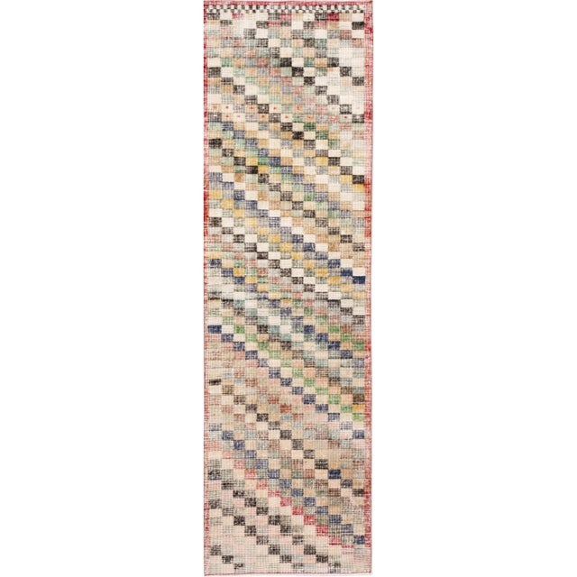 Vintage Art Deco Handmade Beige Geometric Wool Rug For Sale - Image 10 of 10