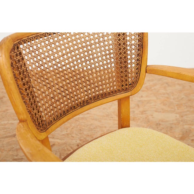 Wooden Chair with Caned Back and Fabric Seat from Horgenglarus, 1940s For Sale - Image 6 of 12