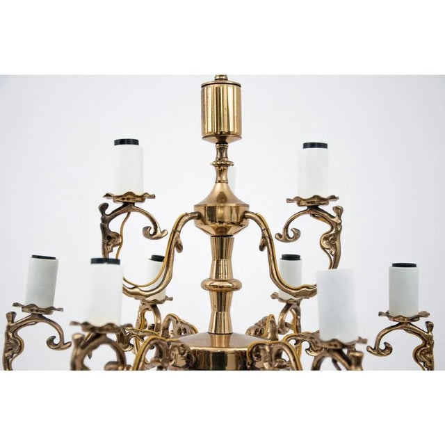 Brass Chandelier, Poland, 1950s For Sale - Image 3 of 8