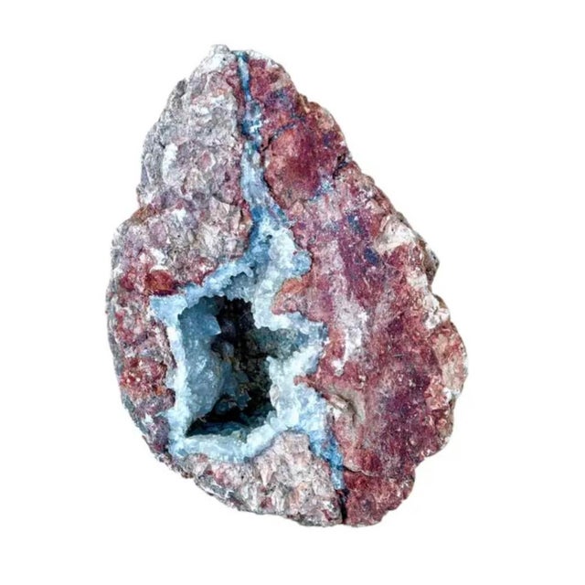 Natural Quartz Geode Mineral Specimen in Iron-Stained Matrix For Sale - Image 4 of 12