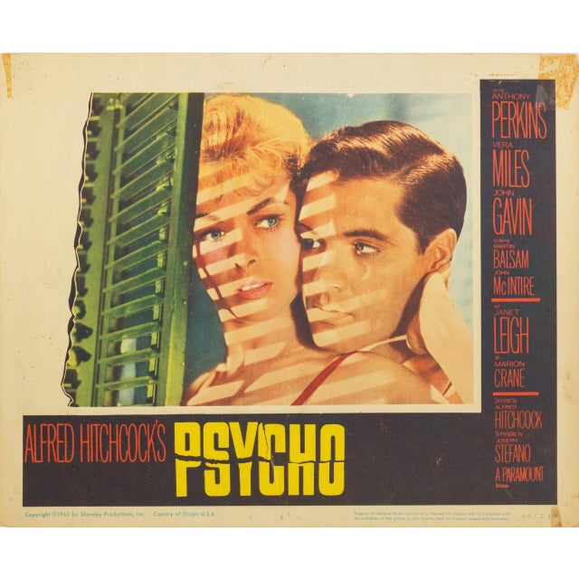 Psycho 1960 Original Vintage Cinema Lobby Card Framed In White. Extra Large 10x14" inches / 25x36 cm paper size 17x21"...