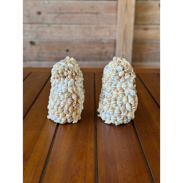 Shell Pair of Vintage Seashell Encrusted Owl Figurines For Sale - Image 7 of 11