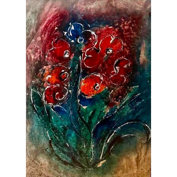 1950s “Full Bloom” Mixed Media 1950’s Syracuse Ny Signed but Artist Unknown For Sale - Image 5 of 6