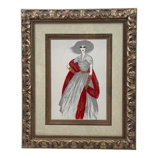 Original Signed Santos Arellano Fashion Illustration Mixed Media, 2018 For Sale