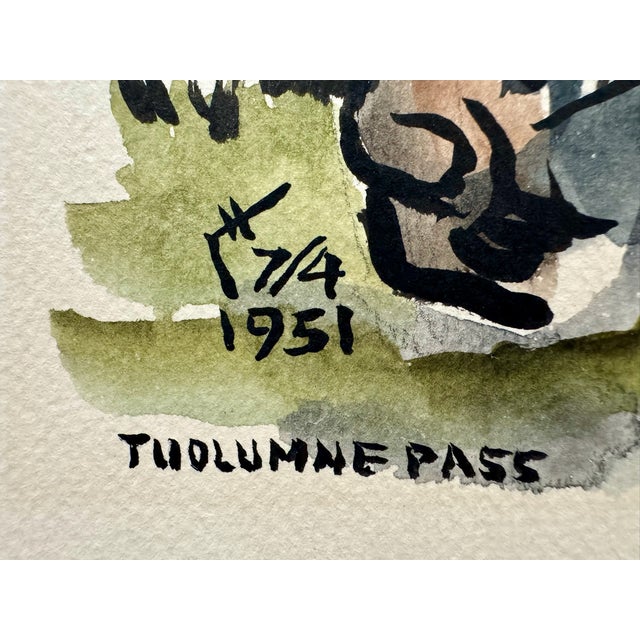 Henry Emil Salloch Original Watercolor on Paper Tuolumne Pass, 1951. For Sale In Atlanta - Image 6 of 8