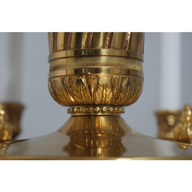 French Empire Style Solid Brass 8 Arm Chandelier For Sale - Image 11 of 14