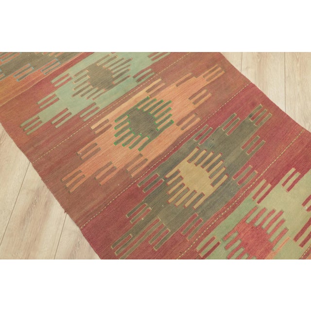 1950s Turkish Geometric Hand Knotted Very Old Kilim Rug For Sale - Image 11 of 13
