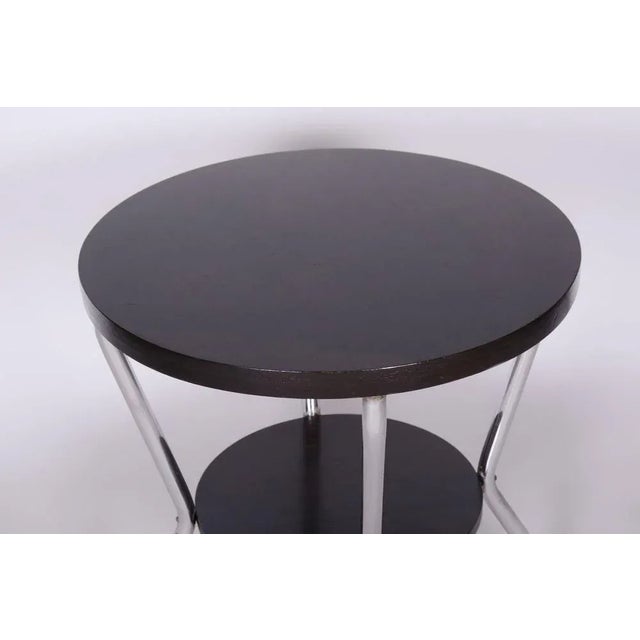 Small Bauhaus Table in Oak and Chrome attributed to Hynek Gottwald, Former Czechoslovakia, 1930s For Sale - Image 4 of 9