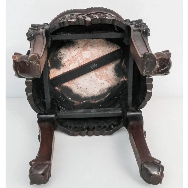 Antique Chinese Hardwood. Heavily Carved Plant Stand or End Table For Sale - Image 9 of 9